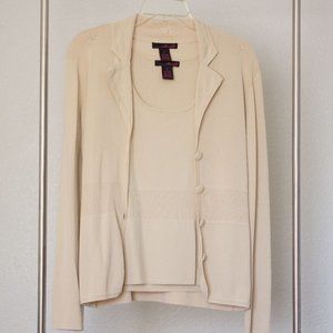 Cream Cardigan Set (with matching tank top)